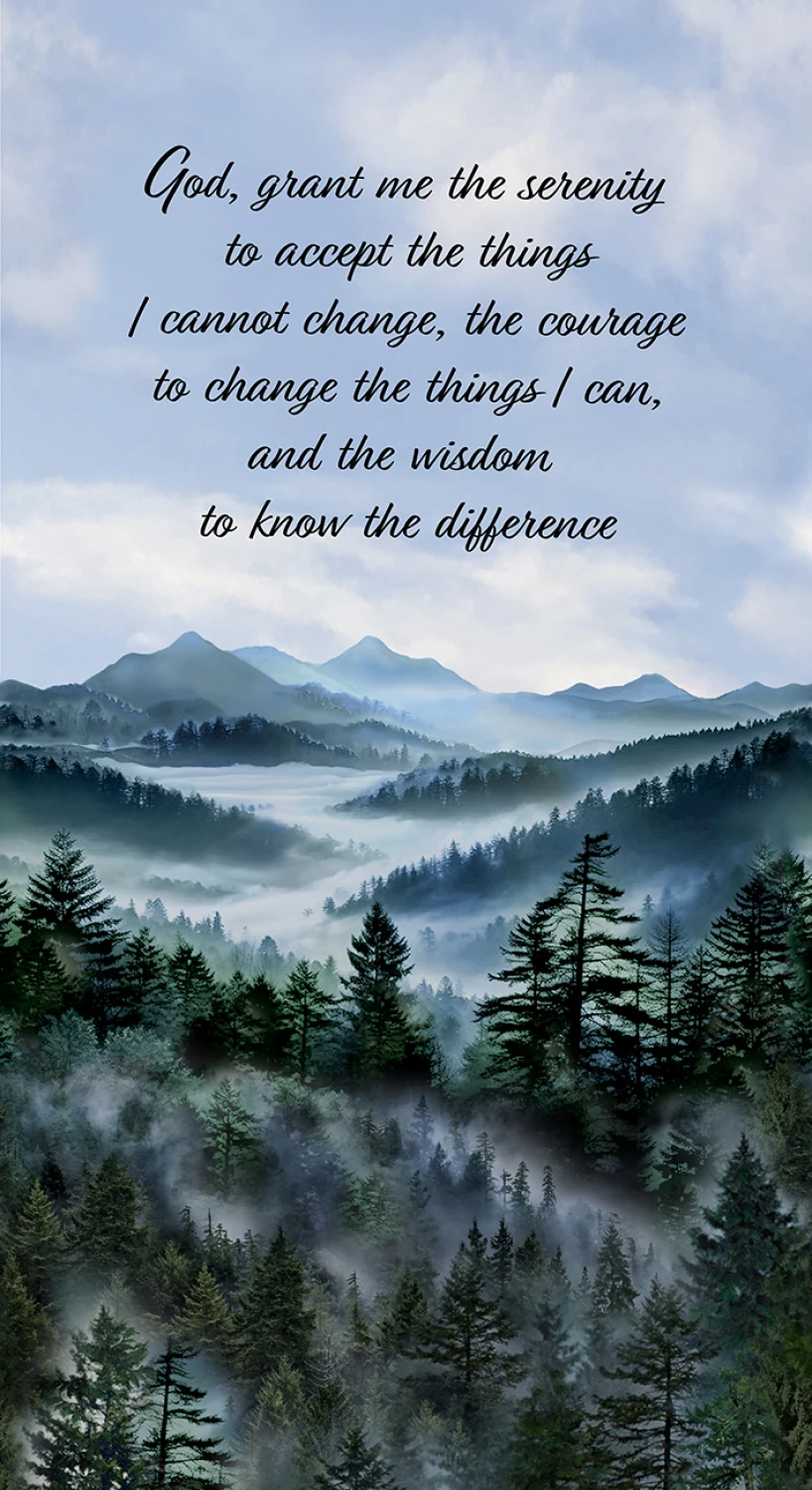 Serenity Prayer CD3869 Misty 24 Inch Forest Prayer Panel Timeless Treasures