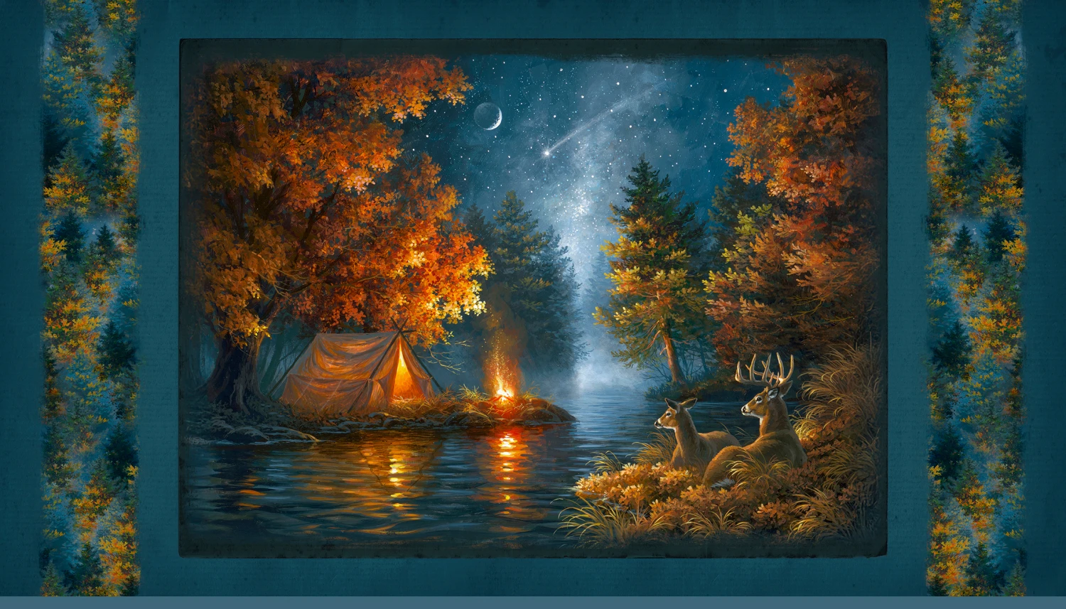 Fireside Serenity Swishing Upon A Star  Panel 6249 PA P and B Textiles