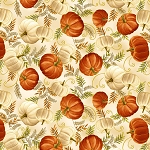 Autumn Comfort Flannel f12733 07 Cream Pumpkins Benartex