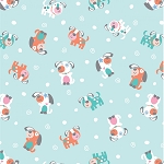 Twinkle Comfort Flannel 12883F 80 Aqua Puppies Benartex