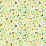Sunshine Days 14323 44 Daisies and Bees Green Benartex