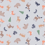 Cozy Forest Flannel 14715F 08 Grey Animals Benartex