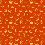 Haunted Night 27591 858 Orange Spooky Faces, Wilmington Prints
