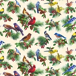 Birds and Berries 40004 Cream Allover Birds Elizabeths Studio