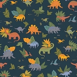 Cozy Flannel 53419F 6 Navy Dino Doodles Benartex