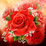 American Beauty Rose Digital Panel 587941 Red 60 x 60 Oasis Fabrics