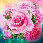 American Beauty Rose Digital Panel 587943 Pink 60 x 60 Oasis Fabrics