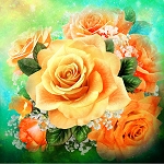 American Beauty Rose Digital Panel 587944 Yellow 60 x 60 Oasis Fabrics