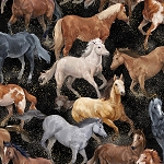 Round Up 597922 Horses Black Oasis Fabrics