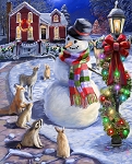 Christmas Eve Snowman Digital Panel AL61454C1 36 x 44 Inch David Textiles