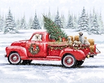 Red Christmas Truck AL69144C1 36 Inch Digital Panel David Textiles