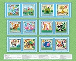 Zoo Crew BQ3871P Sage 36 Inch Digital Book Panel Blank Quilting