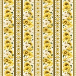 Honey Bee Farm CD2388 Cream Bee Floral 11 Inch Border Stripe Timeless Treasures