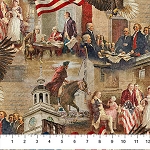 America 250 Stonehenge DP28367 12 Beige Patriotic Scene Northcott