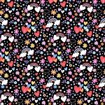 Playtime Flannel Prints F10451 J Black Hearts and Rainbows Maywood Studio
