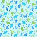Playtime Flannel Prints F10452 Q Aqua Dinosaur Flannel Maywood Studio