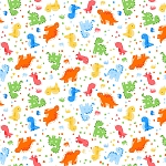 Playtime Flannel Prints F10452 W White Dinosaur Flannel Maywood Studio