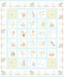 Little Chicks Flannel F10560 Q Aqua Alphabet 36 Inch Panel Maywood Studio