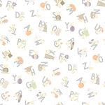 Little Chicks Flannel F10562 W White Alphabet Tossed Maywood Studio