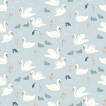 Little Swan Flannel F14692 Sky Allover Swans Riley Blake
