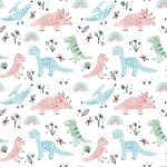 Flannel Dinosaurs F14696 White Riley Blake