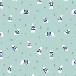 Northern Lights Flannel F15001 Glacier Polar Bears Riley Blake
