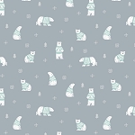 Northern Lights Flannel F15001 Steel Polar Bears Riley Blake