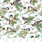 Woodland Woolies Flannel F27263 10 Chickadee Light Northcott