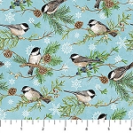 Woodland Woolies Flannel F27263 44 Chickadee Medium Northcott