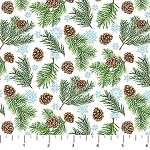Woodland Woolies Flannel F27264 10 Pine Cones Needles Northcott