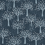 Secret Winter Garden Flannel F660 3  Dark Blue Owl Orchard Lewis and Irene