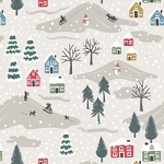 Snow Day Flannel LEIF34 1 Light Grey Town Lewis and Irene