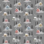 Snow Day Flannel LEIF36 3 Dark Grey Houses Lewis and Irene