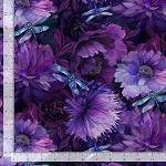 Dragonfly Mist CD3892 Purple Floral Dragonflies Timeless Treasures