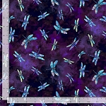 Dragonfly Mist CD3895 Purple Flying Dragonflies Timeless Treasures