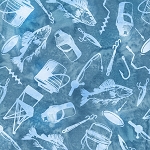 AMNSH 2025 Batik SH186 536 Tossed Ice Fishing Blue Lake Island Batik