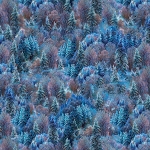 Frosty Forest Allover C5867 B Blue Treeline P and B Textiles