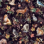 Forest Tales V5200 46 Plum Scattered Animals Digital Print Hoffman