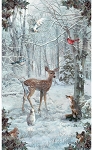 Winter Tales Digital W5388 307 Snow  Forest  Animals Panel Hoffman