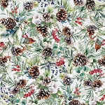 Winter Tales Digital W5390 113 Frost Pinecones Hoffman