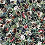 Winter Tales Digital W5390 A4 Black Pinecones Hoffman