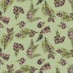 Joyful Winter Digital Y3816 112 Pine Cones Light Forest Clothworks