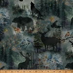 Stag and Stone Y5799 173 Smoke Silhoutte Animals Hoffman