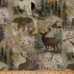 Stag and Stone Y5799 A25 Antique Beige Stone Silhouette Animals Hoffman