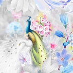 Peacock Walk Digital 2900 CW2D Winter Peacock RJR Fabrics