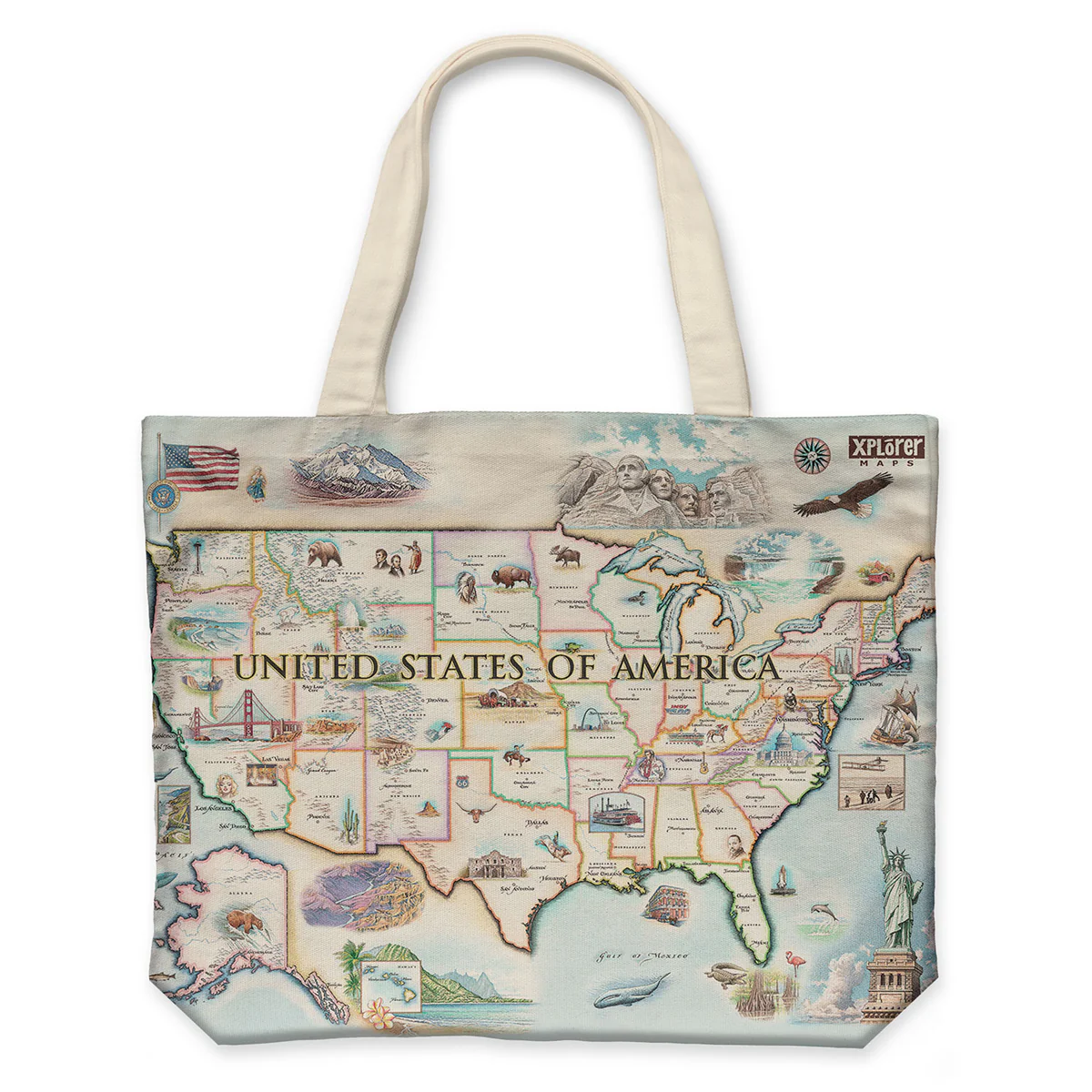 USA Map Canvas Totebag Explorer Maps