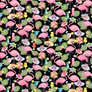 Fun in the Sun 12590 12 black Flamingo Benartex Kanvas 