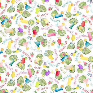 Fun in the Sun 12592 09 White Tropical Drink  Benartex Kanvas 