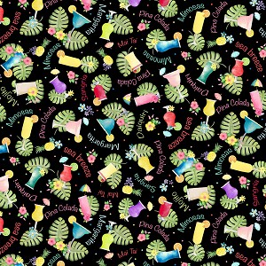 Fun in the Sun 12592 12 Black Tropical Drink Benartex Kanvas 