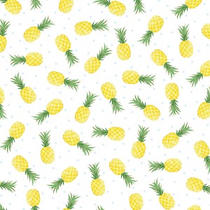 Fun in the Sun 12594 09 White Pineapple Benartex Kanvas 